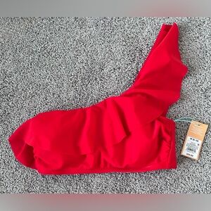 Kona Sol Red One-Shoulder Bikini Top, Women’s Size M (8-10), NEW With Tags